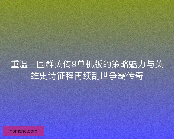 重温三国群英传9单机版的策略魅力与英雄史诗征程再续乱世争霸传奇 重温三国群英传9单机版的策略魅力与英雄史诗征程再续乱世争霸传奇