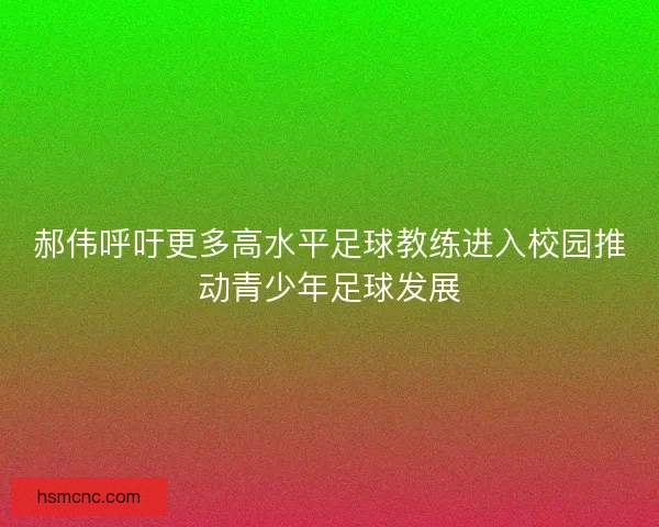 郝伟呼吁更多高水平足球教练进入校园推动青少年足球发展